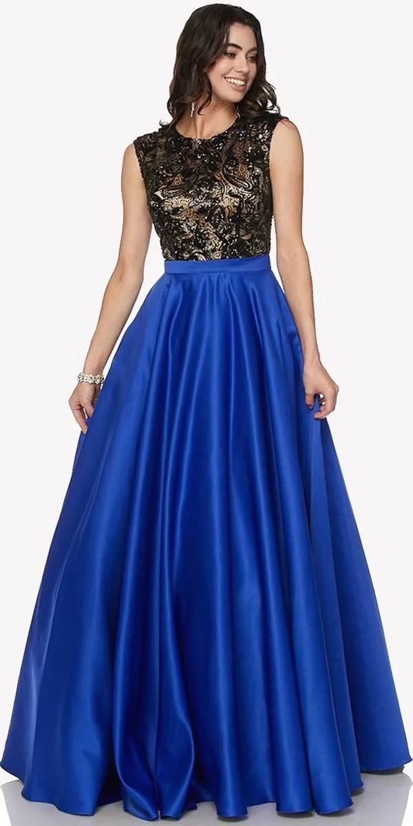 Juliet 661 Sleeveless Floor Length A-line Dress Keyhole Back