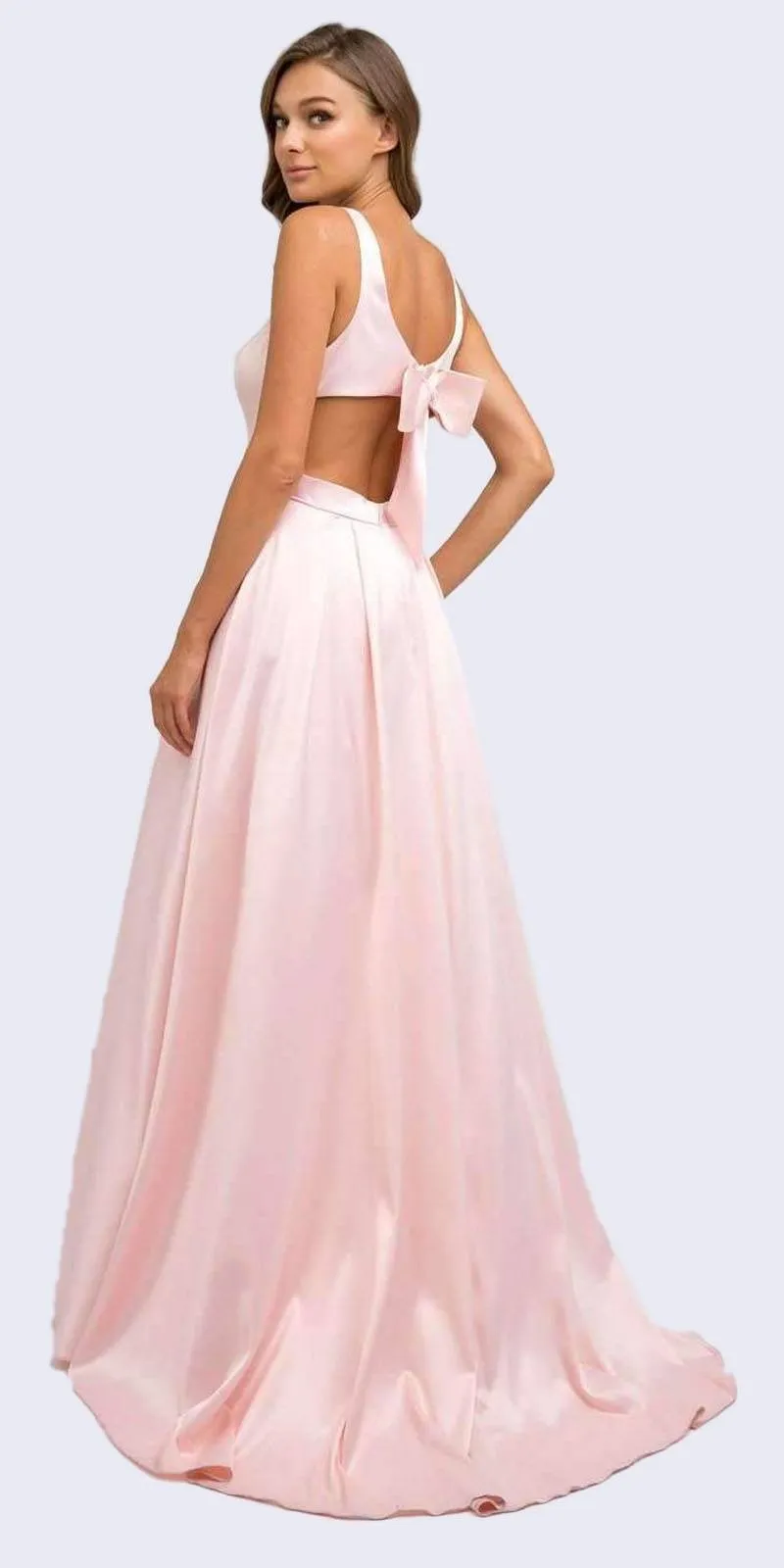 Juliet 691 Floor Length Dress A-Line Cut-Out Bow Back