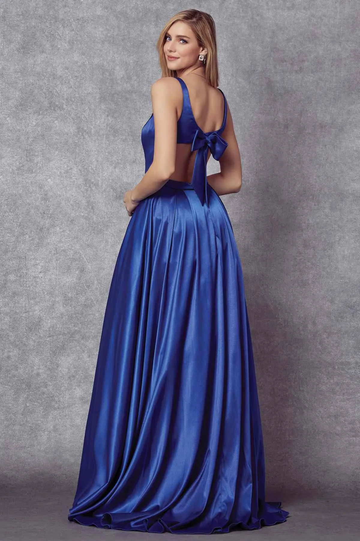 Juliet 691 Floor Length Dress A-Line Cut-Out Bow Back