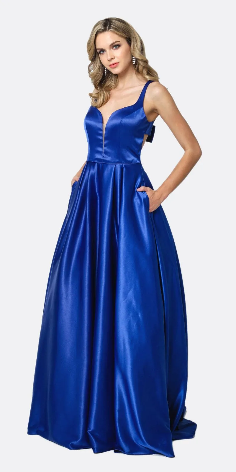Juliet 691 Floor Length Dress A-Line Cut-Out Bow Back