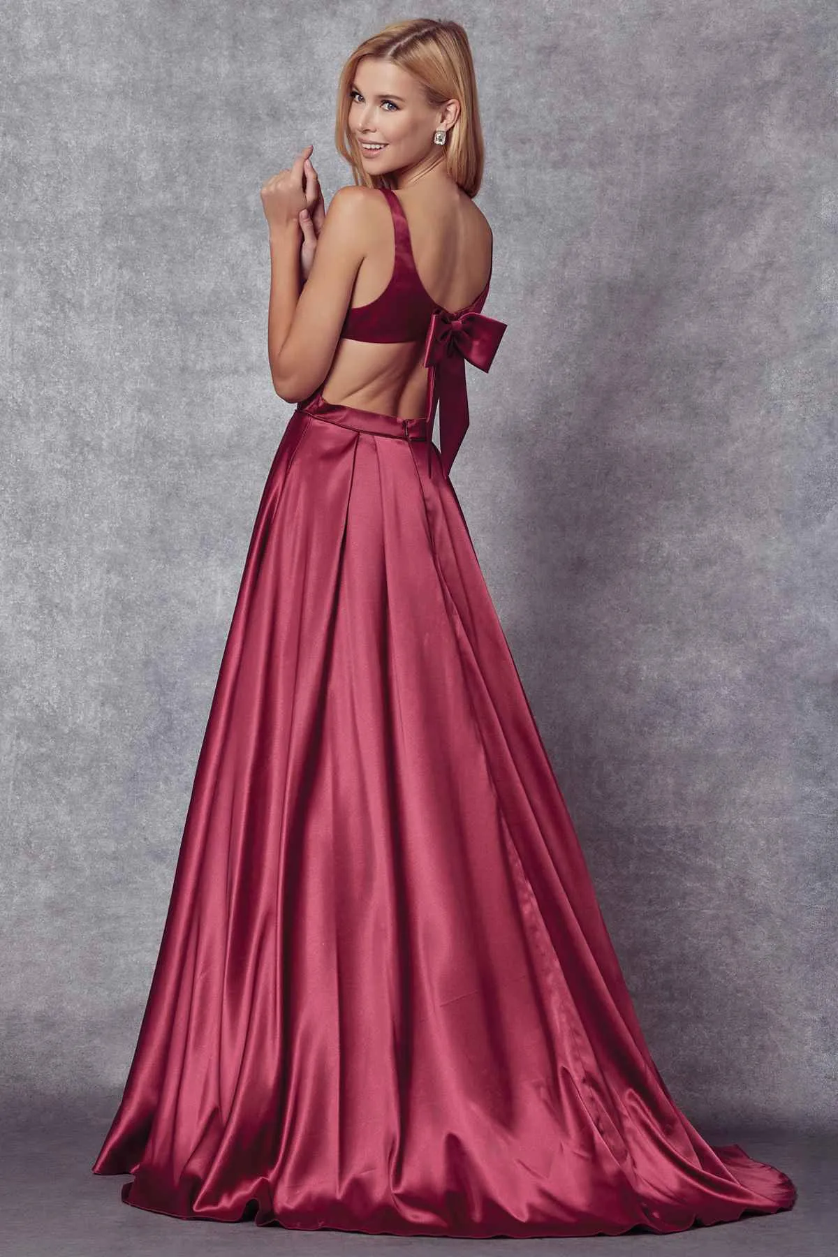 Juliet 691 Floor Length Dress A-Line Cut-Out Bow Back