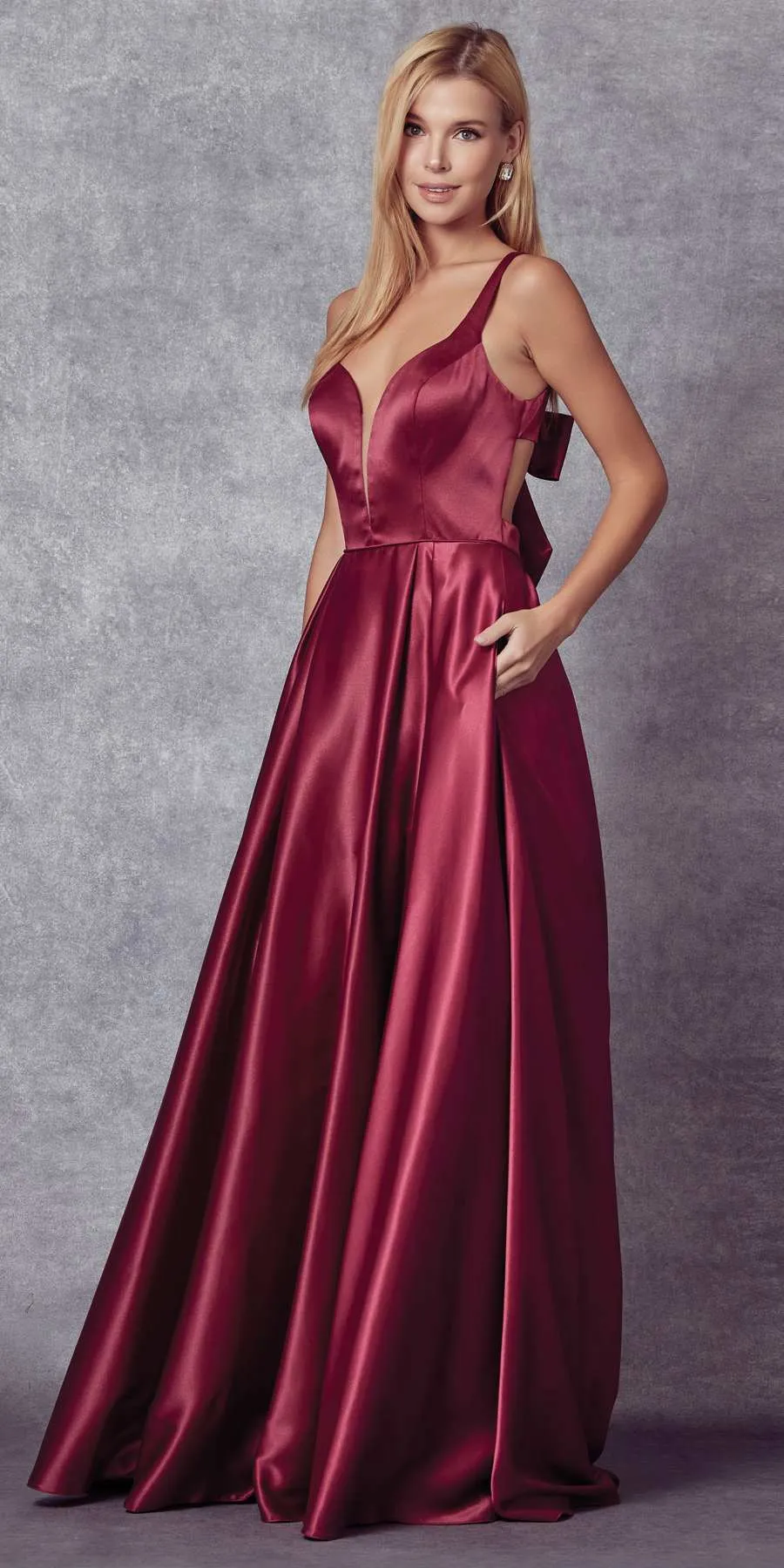 Juliet 691 Floor Length Dress A-Line Cut-Out Bow Back