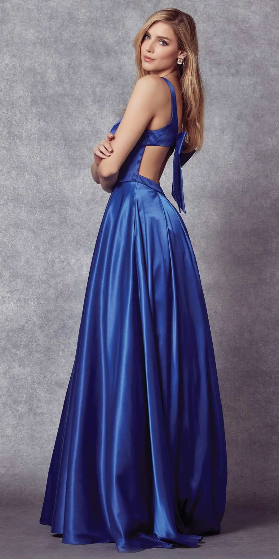 Juliet 691 Floor Length Dress A-Line Cut-Out Bow Back