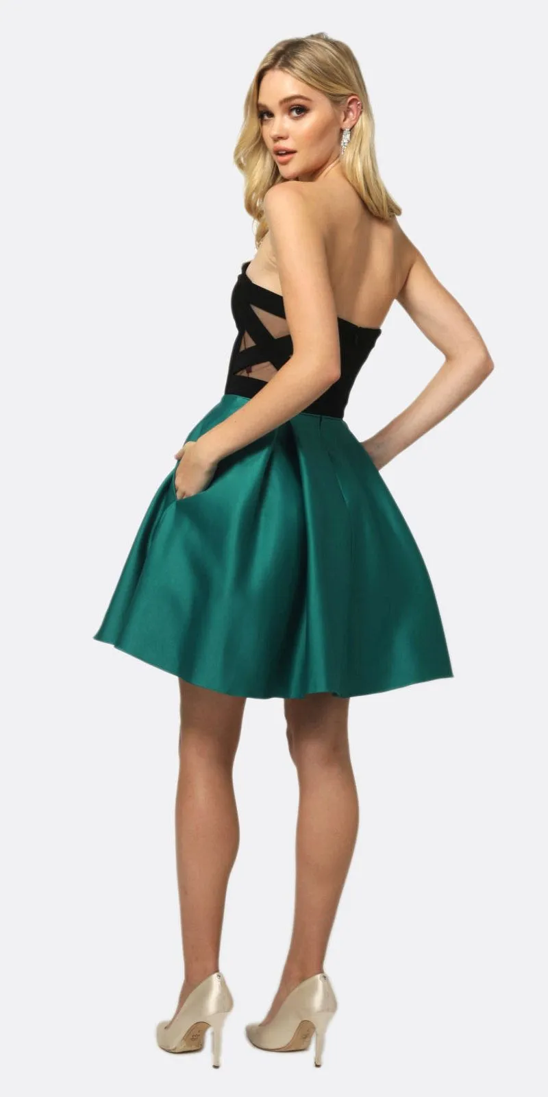 Juliet 829 Two-Tone Sweetheart Short A-Line Dress