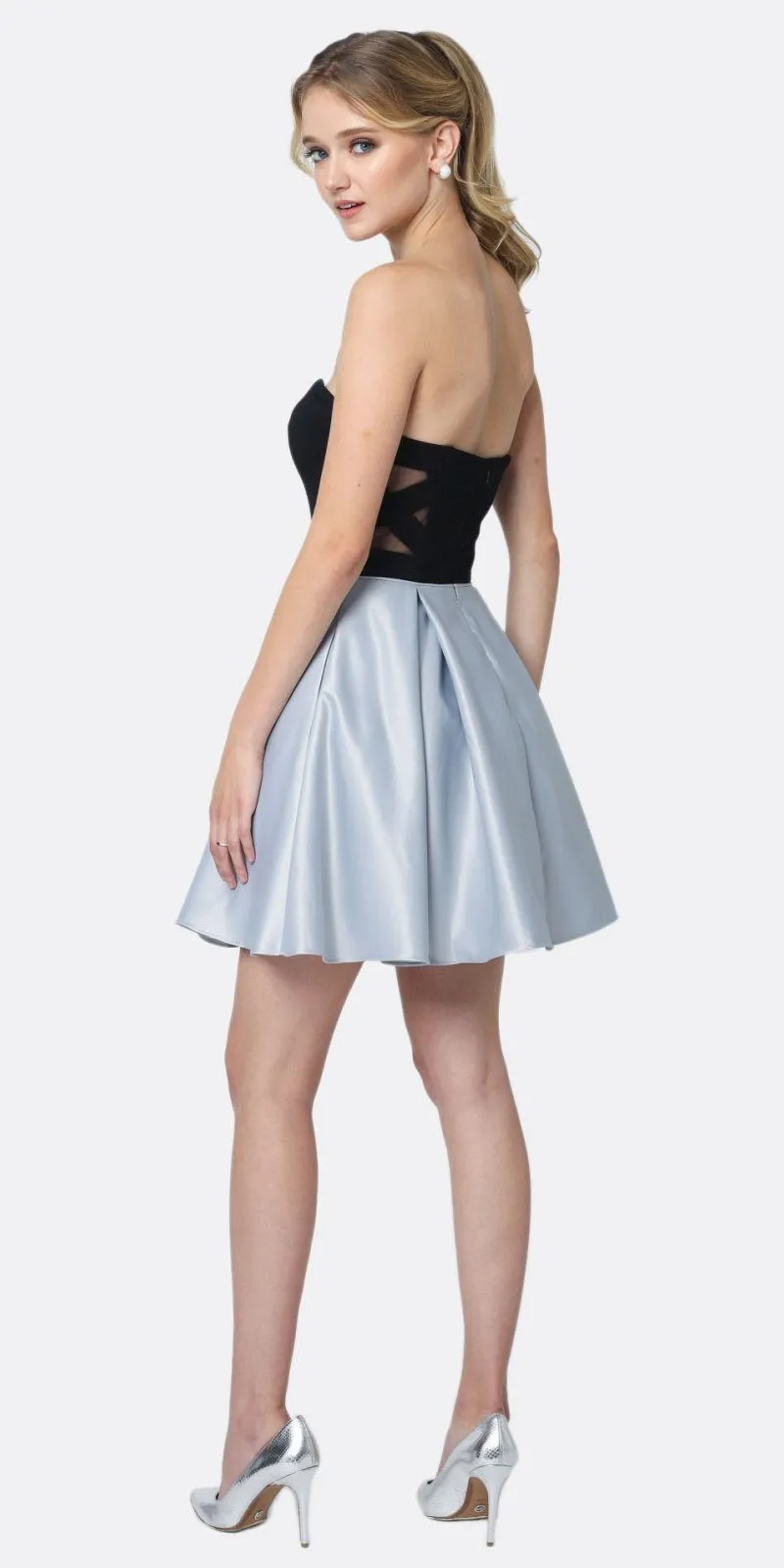 Juliet 829 Two-Tone Sweetheart Short A-Line Dress