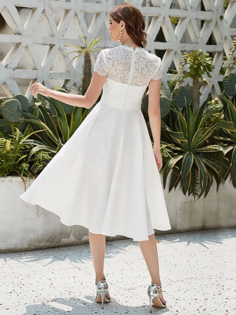 June tea length lace wedding dress in ivory