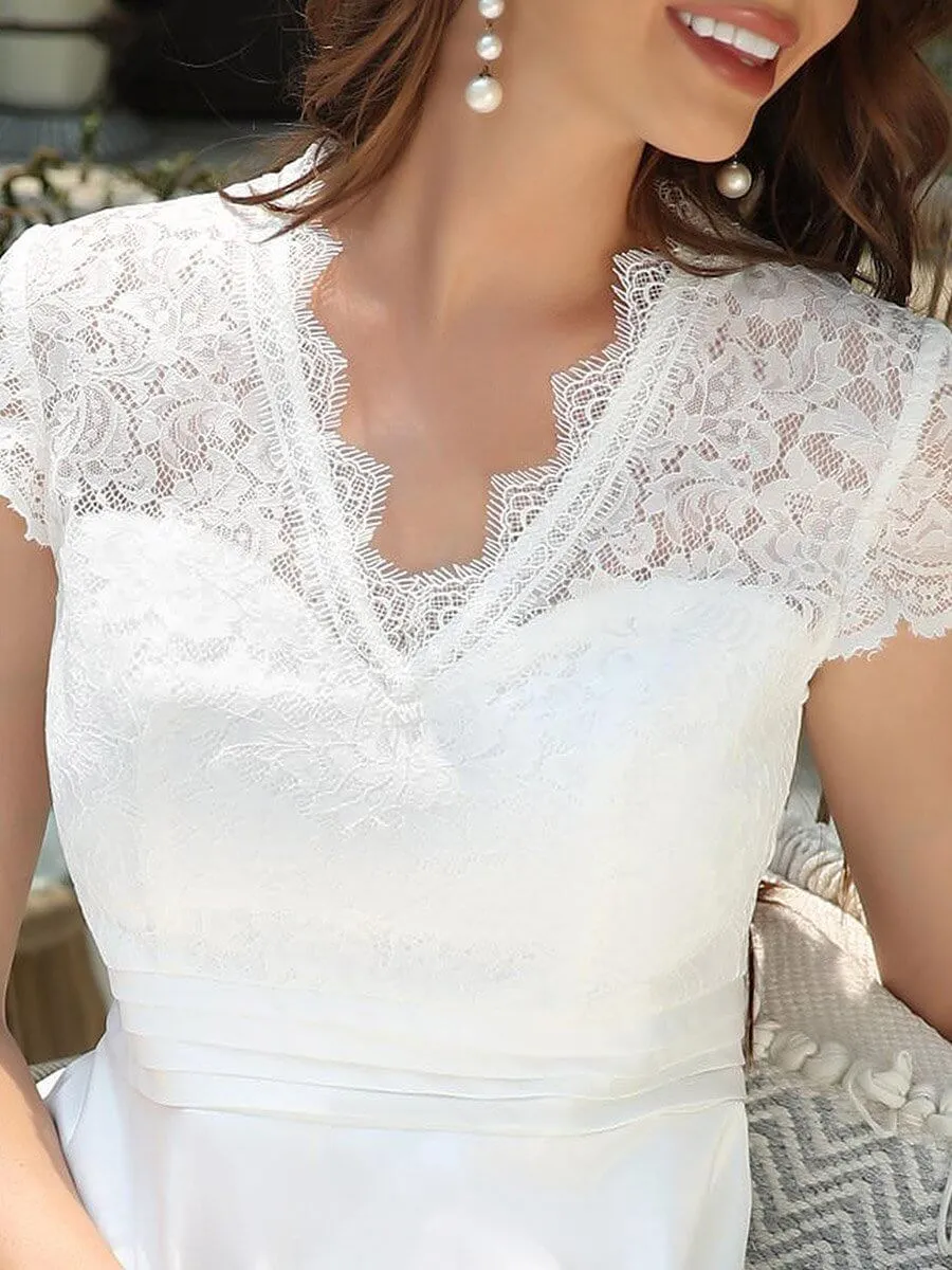 June tea length lace wedding dress in ivory