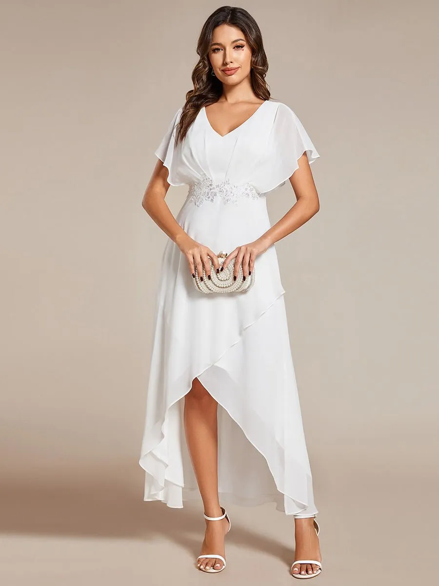 Justine high low midi ivory wedding gown in chiffon