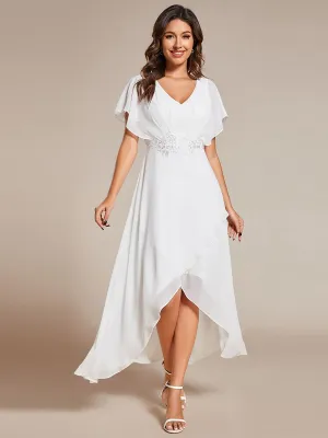Justine high low midi ivory wedding gown in chiffon