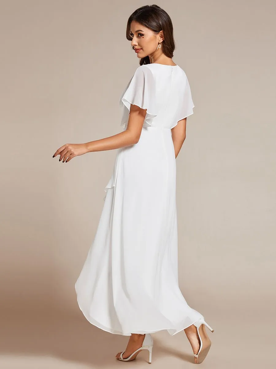 Justine high low midi ivory wedding gown in chiffon
