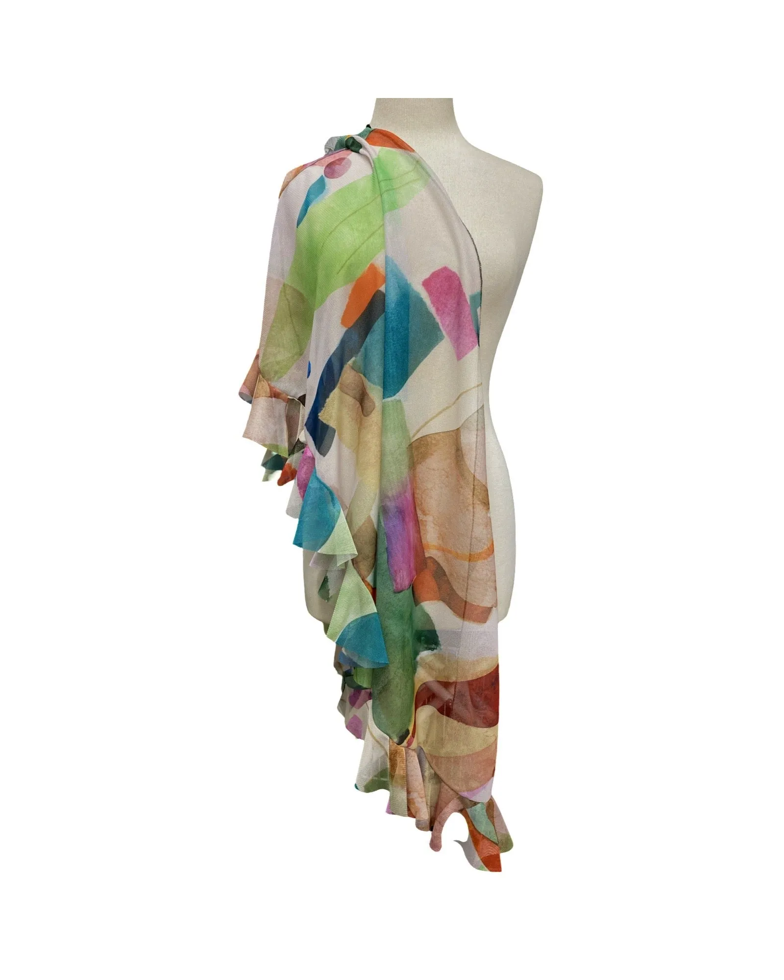 KALEIDOSCOPE Ruffled Long & Wide Sheer Shawl