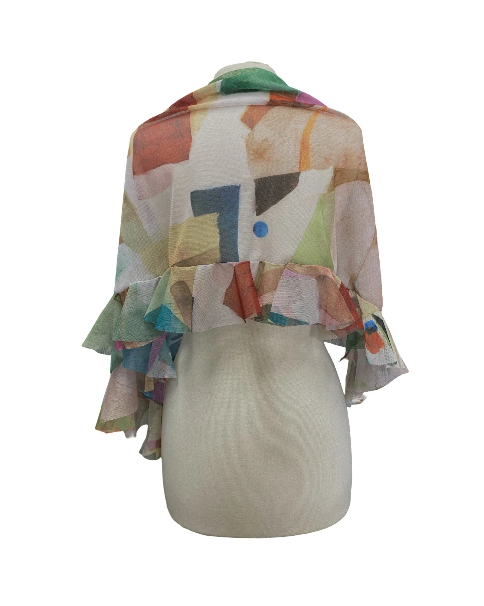 KALEIDOSCOPE Ruffled Long & Wide Sheer Shawl