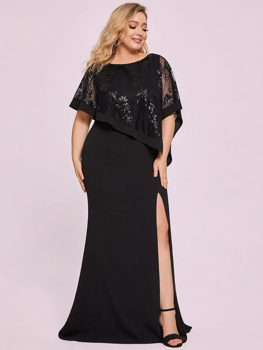 Karmen evening ball dress with split in black Express NZ wide