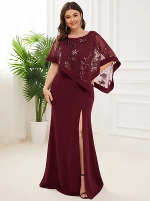 Karmen mother of the bride cape dress in burgundy Express NZ wide