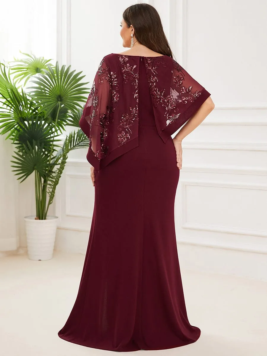Karmen mother of the bride cape dress in burgundy Express NZ wide