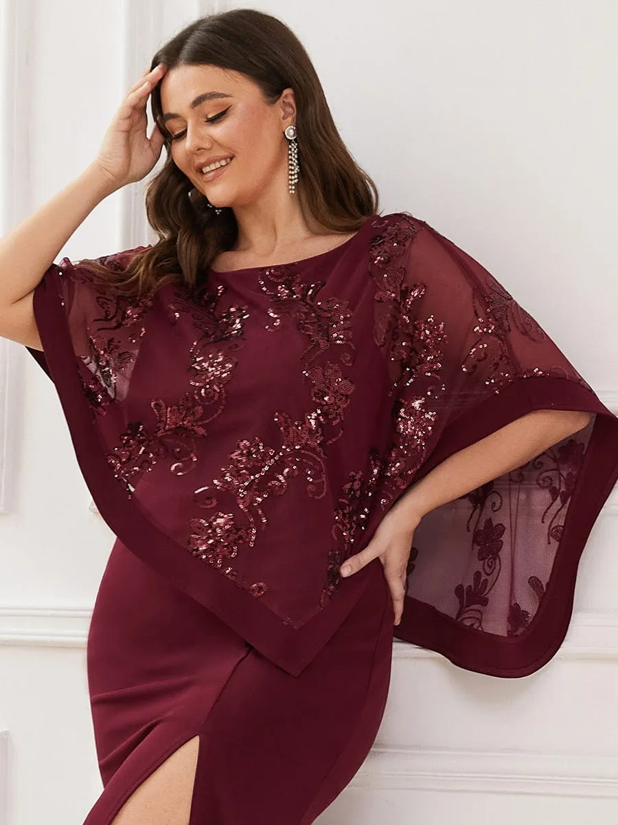 Karmen mother of the bride cape dress in burgundy Express NZ wide