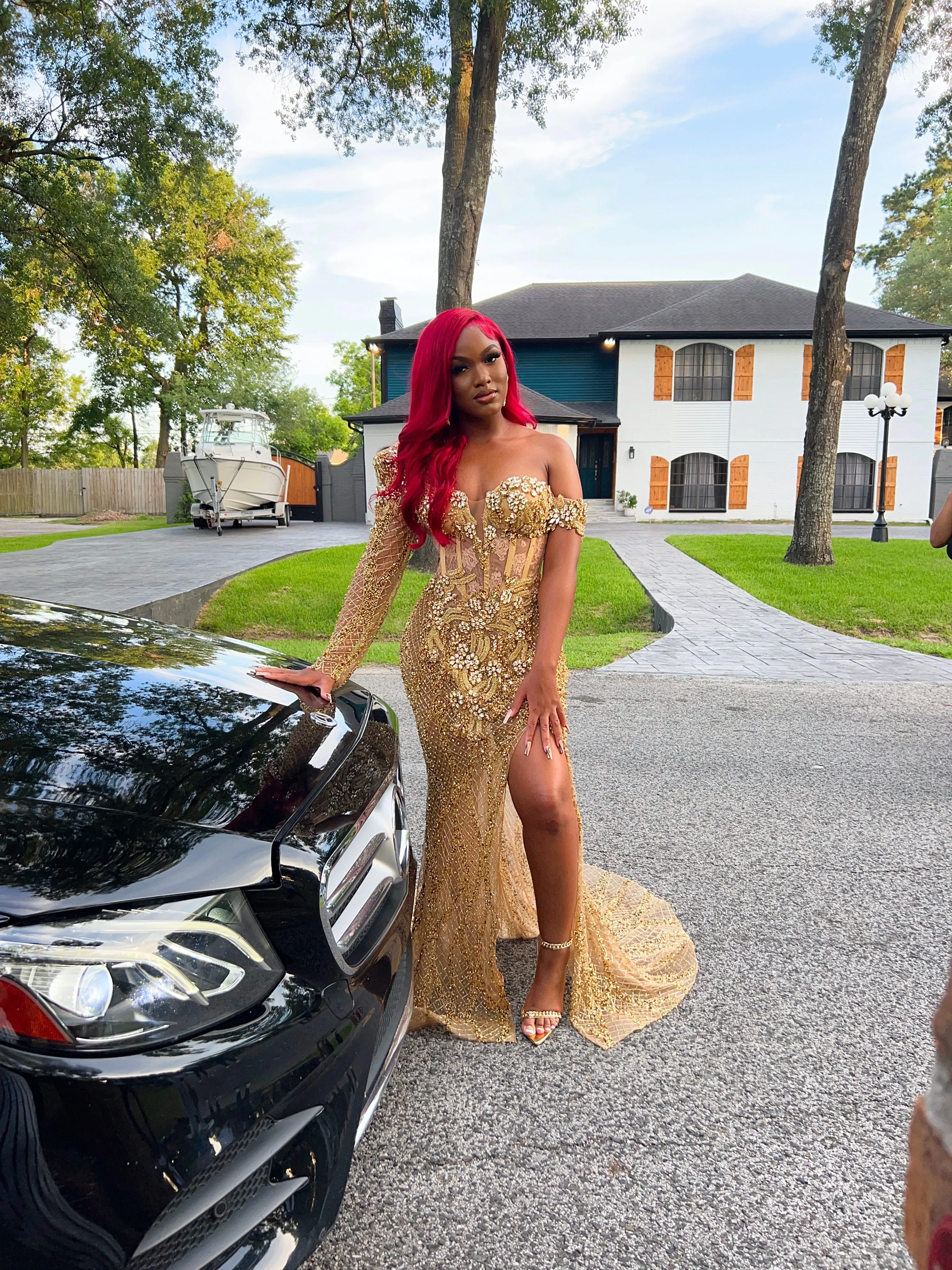 “Kayla” Crystal Beaded Gown