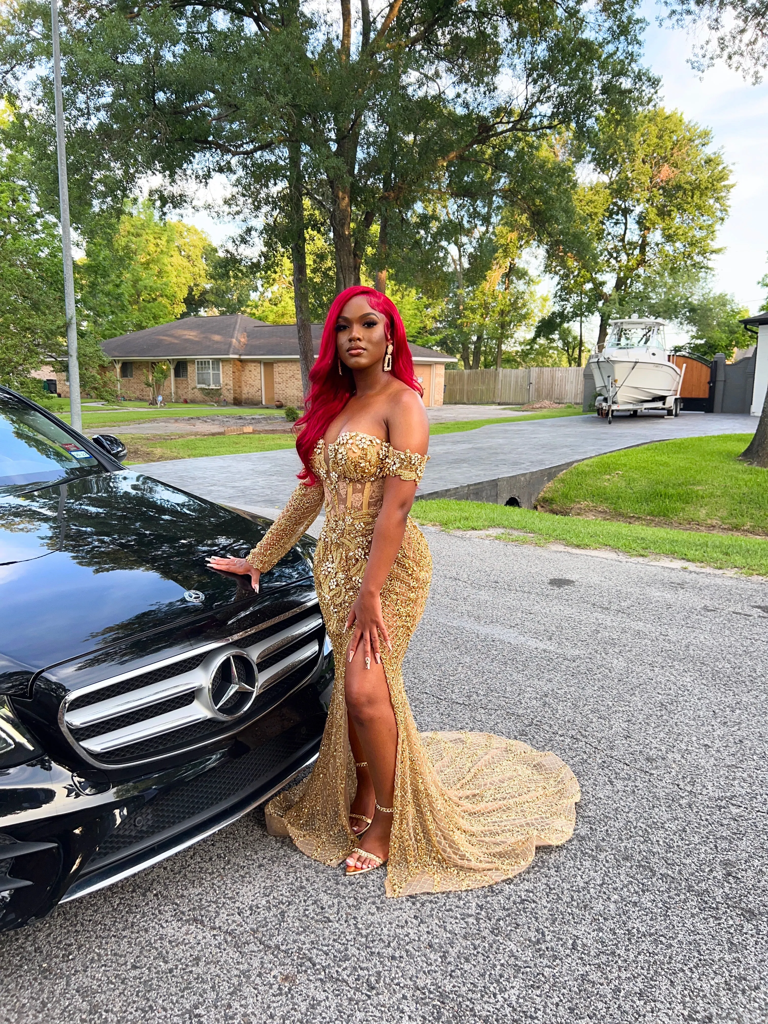 “Kayla” Crystal Beaded Gown