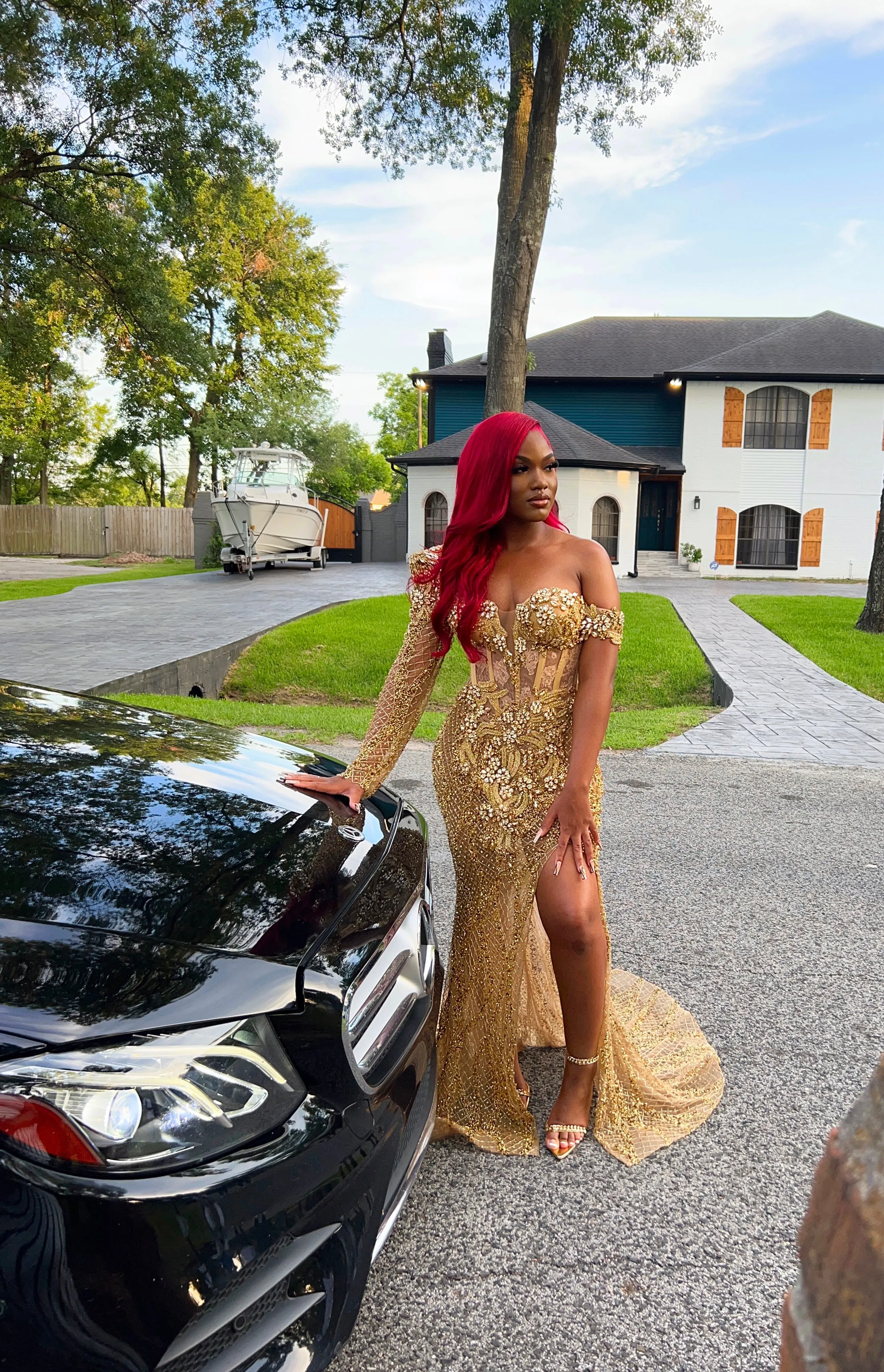 “Kayla” Crystal Beaded Gown