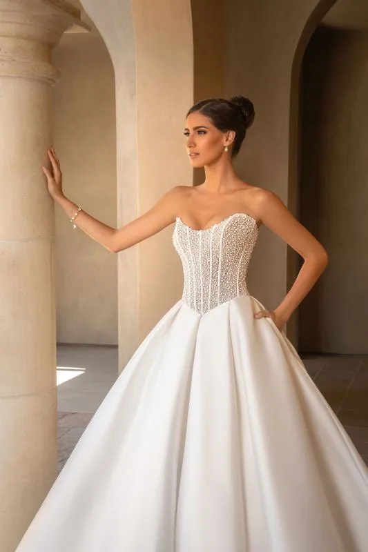Kitty Chen Size 12 Amalia Diamond White Gown