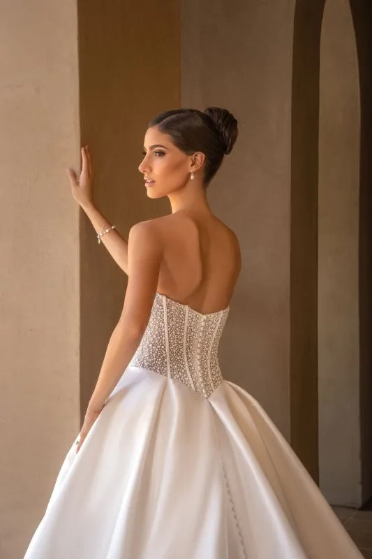 Kitty Chen Size 12 Amalia Diamond White Gown