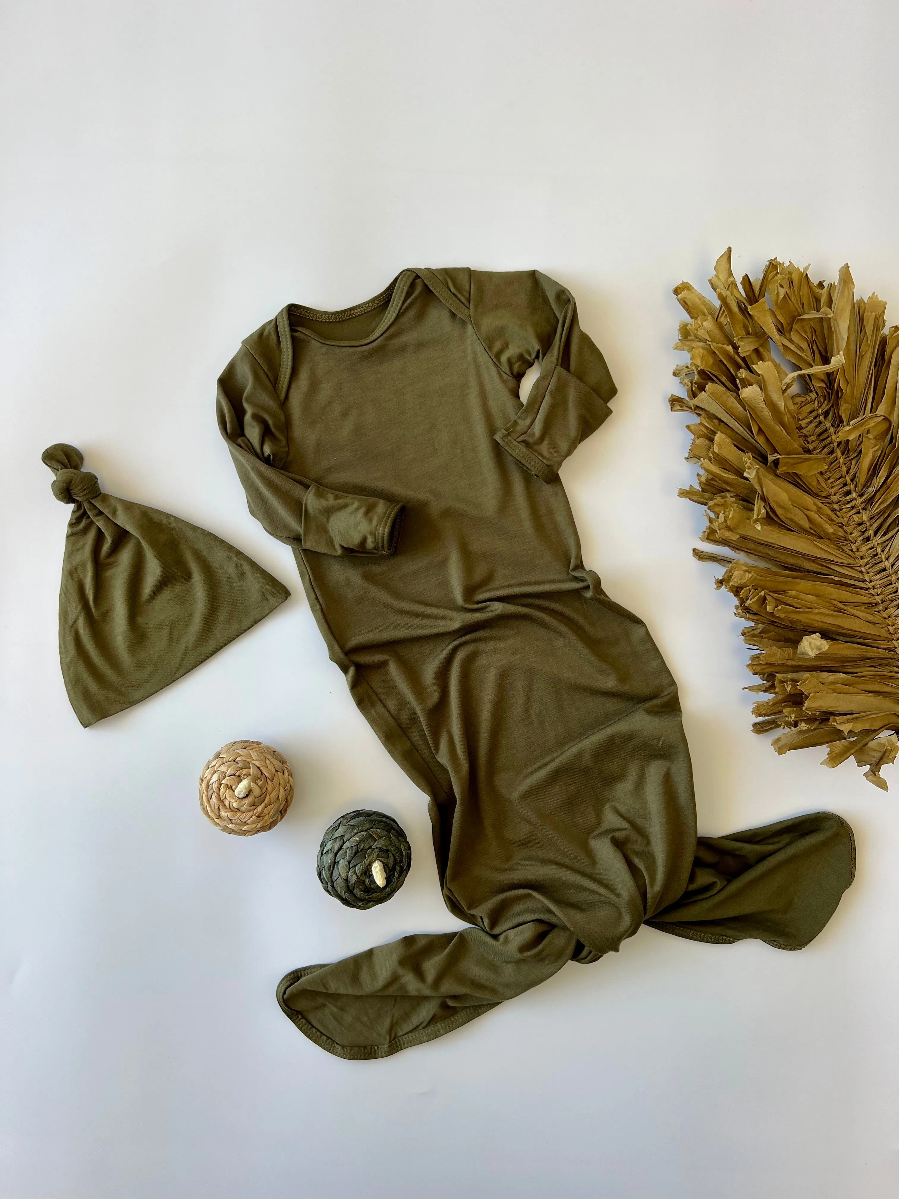 Knotted Gown with Hat | Olive
