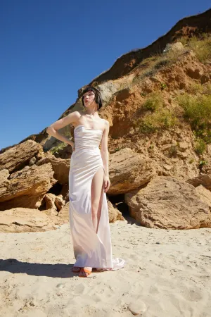 Kyha strapless corseted gown with slit