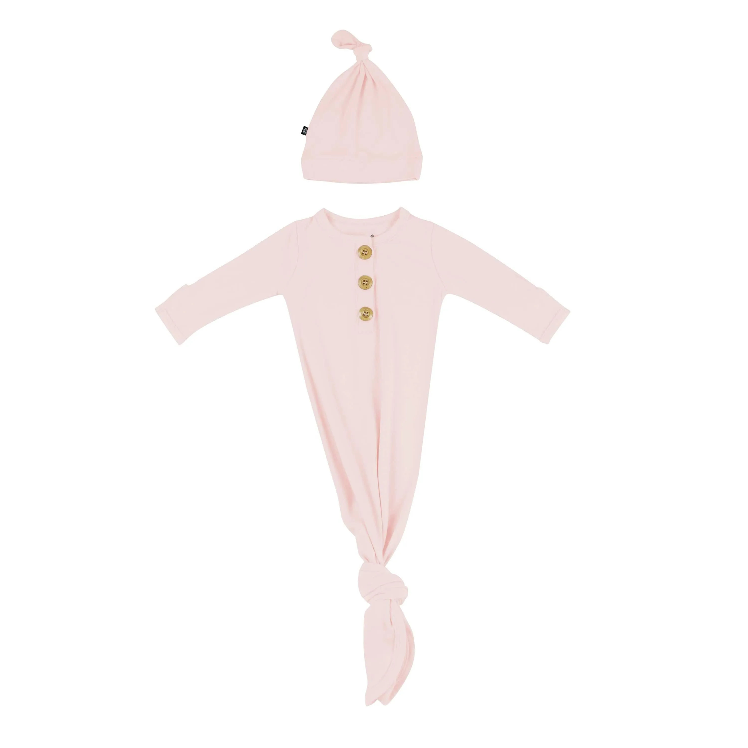 Kyte Baby Knotted Gown & Hat - Blush