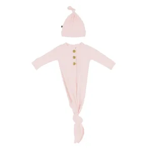 Kyte Baby Knotted Gown & Hat - Blush