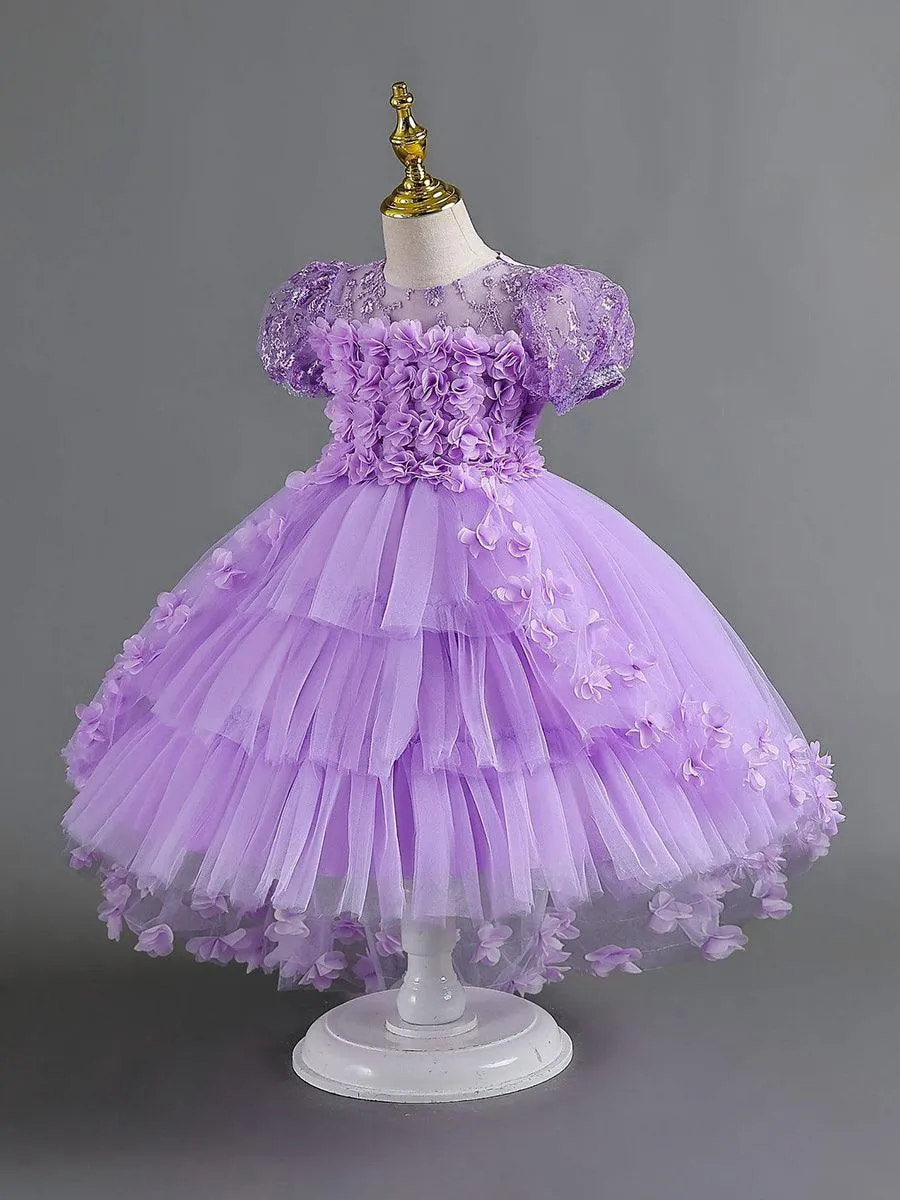 Lace Floral High-low Mesh Princess Dress MKD1012