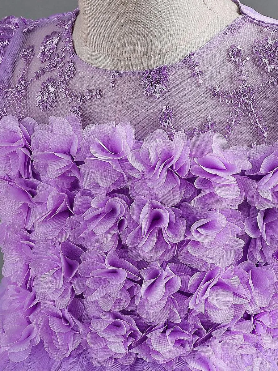 Lace Floral High-low Mesh Princess Dress MKD1012