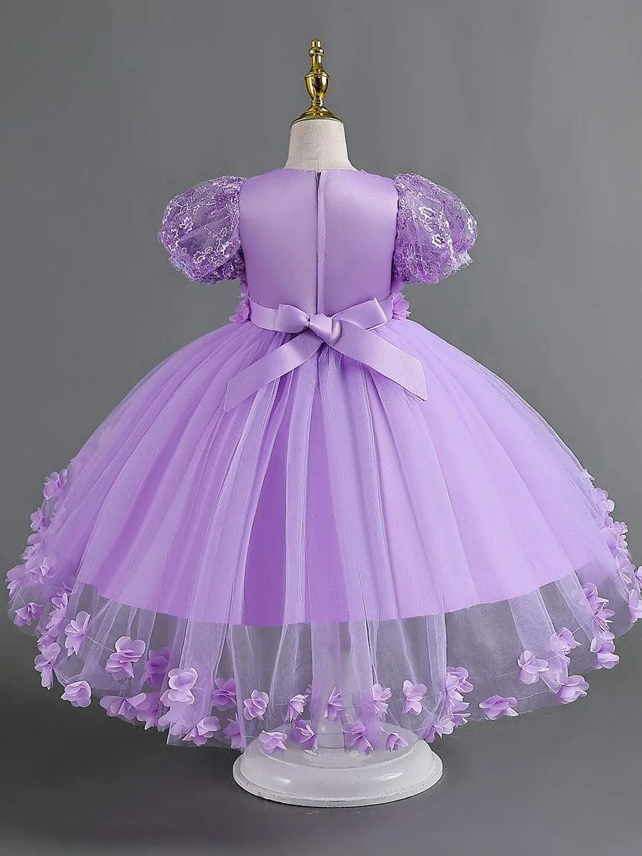 Lace Floral High-low Mesh Princess Dress MKD1012