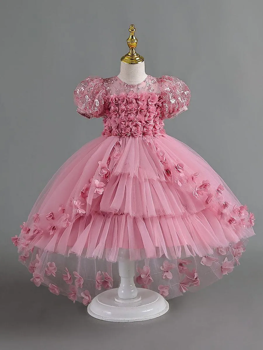 Lace Floral High-low Mesh Princess Dress MKD1012