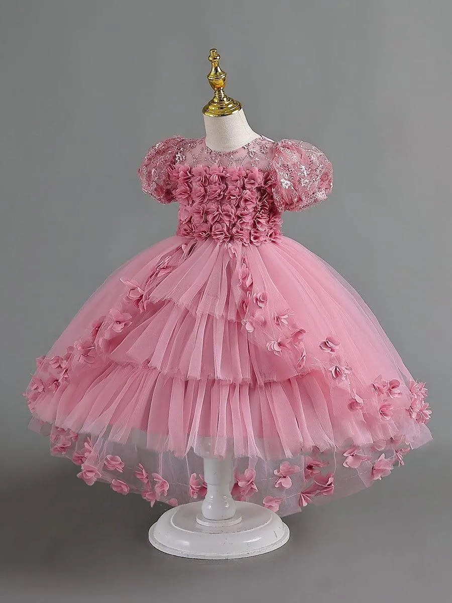 Lace Floral High-low Mesh Princess Dress MKD1012