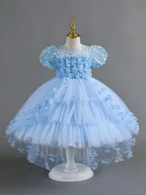 Lace Floral High-low Mesh Princess Dress MKD1012
