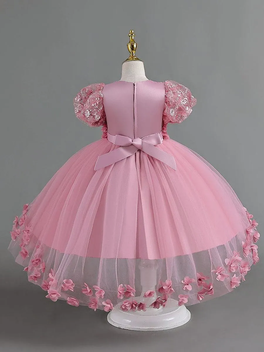Lace Floral High-low Mesh Princess Dress MKD1012