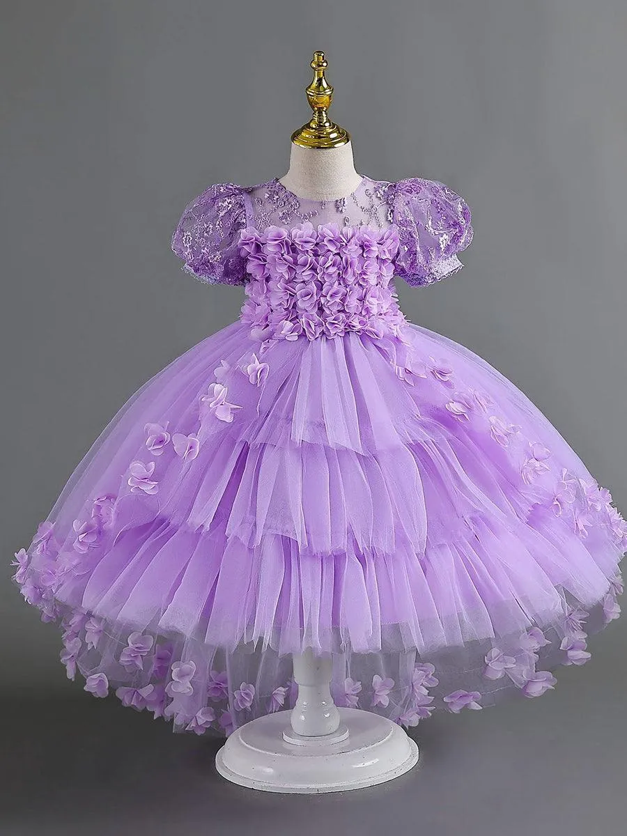 Lace Floral High-low Mesh Princess Dress MKD1012