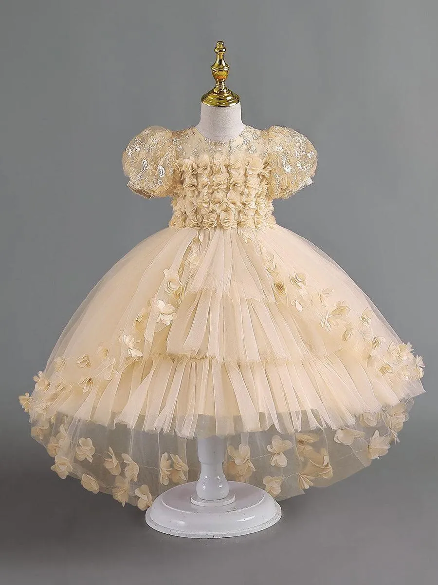 Lace Floral High-low Mesh Princess Dress MKD1012