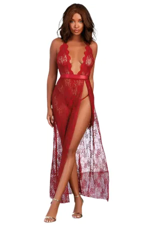 Lace Gown Dark Red