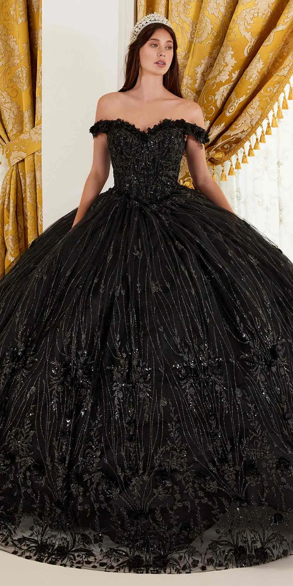 Ladivine 15704 Off the Shoulder Quinceanera Floral Ball Gown