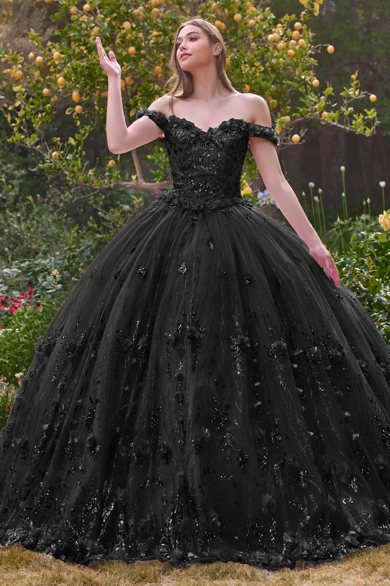 Ladivine 15704 Off the Shoulder Quinceanera Floral Ball Gown