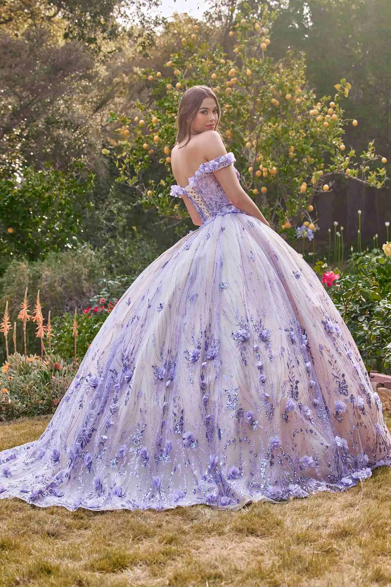 Ladivine 15704 Off the Shoulder Quinceanera Floral Ball Gown