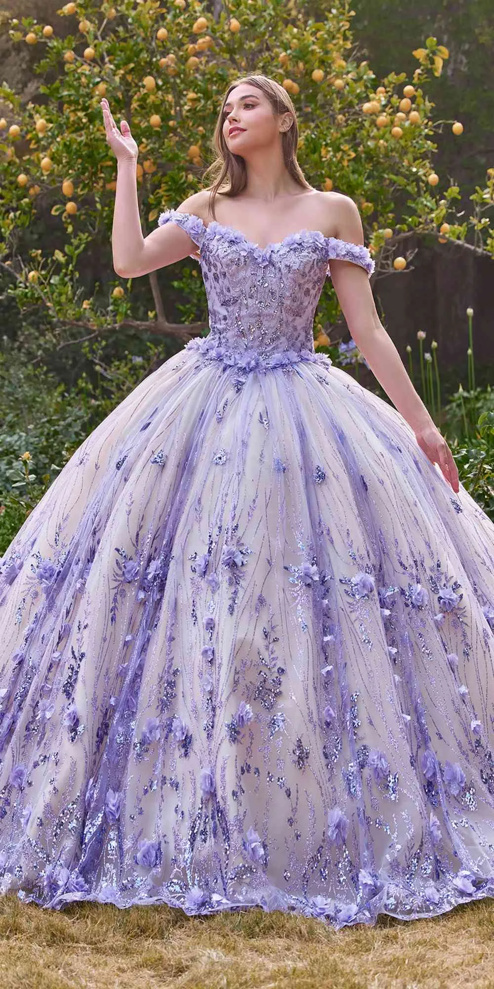 Ladivine 15704 Off the Shoulder Quinceanera Floral Ball Gown
