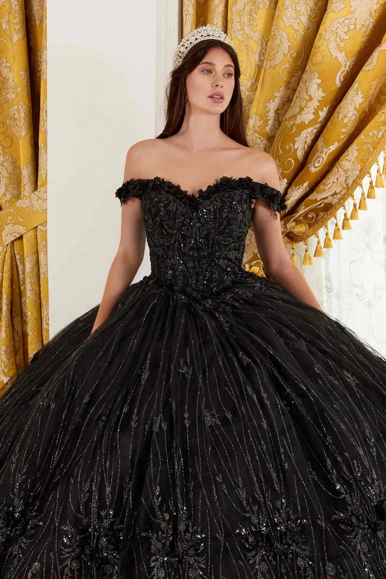 Ladivine 15704 Off the Shoulder Quinceanera Floral Ball Gown