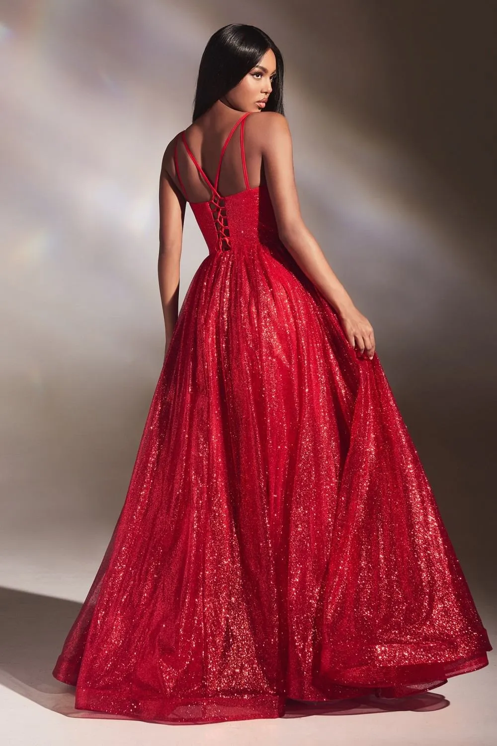 Ladivine CD996 Floor Length A-line Glitter Ball Gown