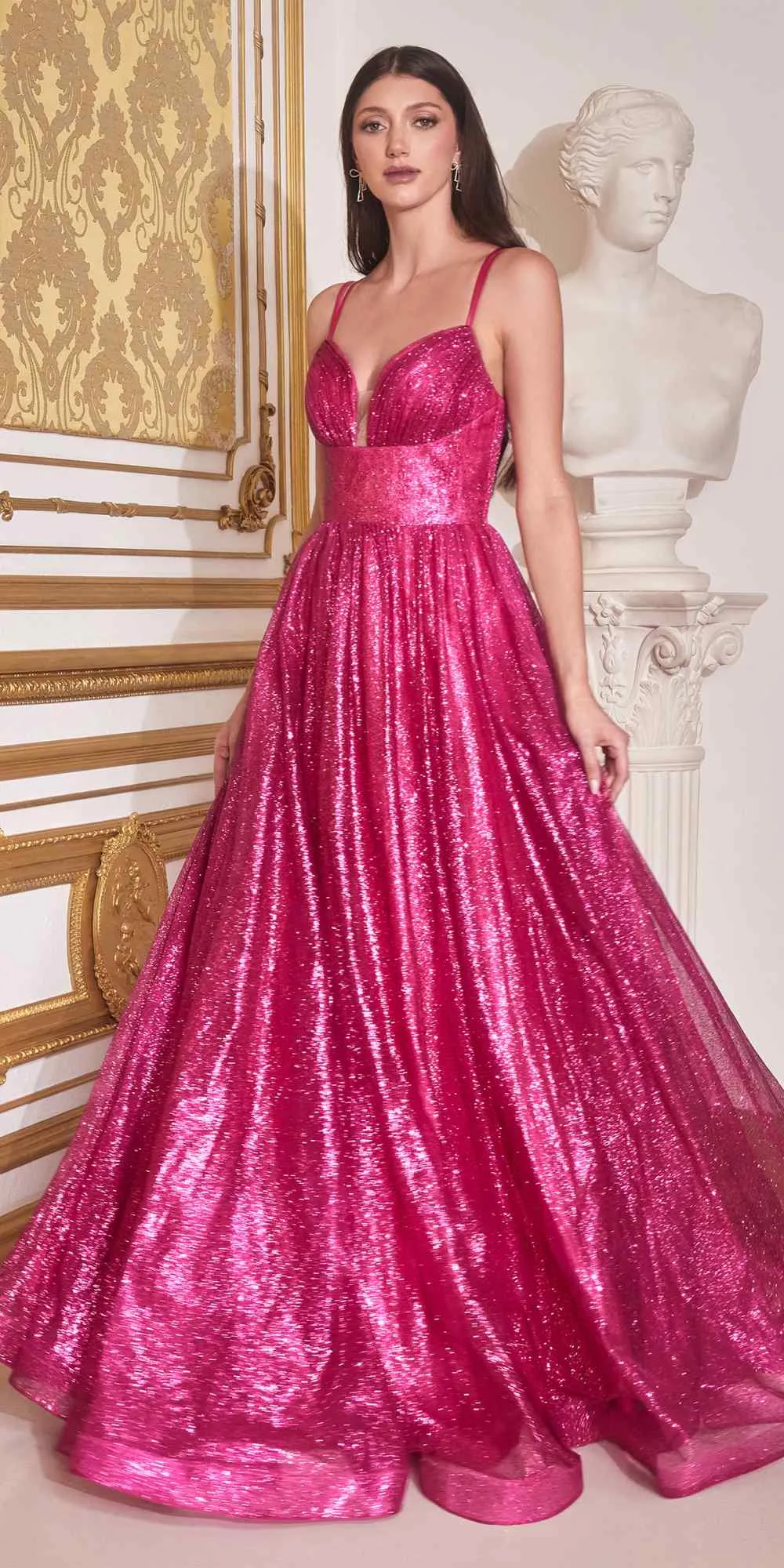 Ladivine CD996 Floor Length A-line Glitter Ball Gown