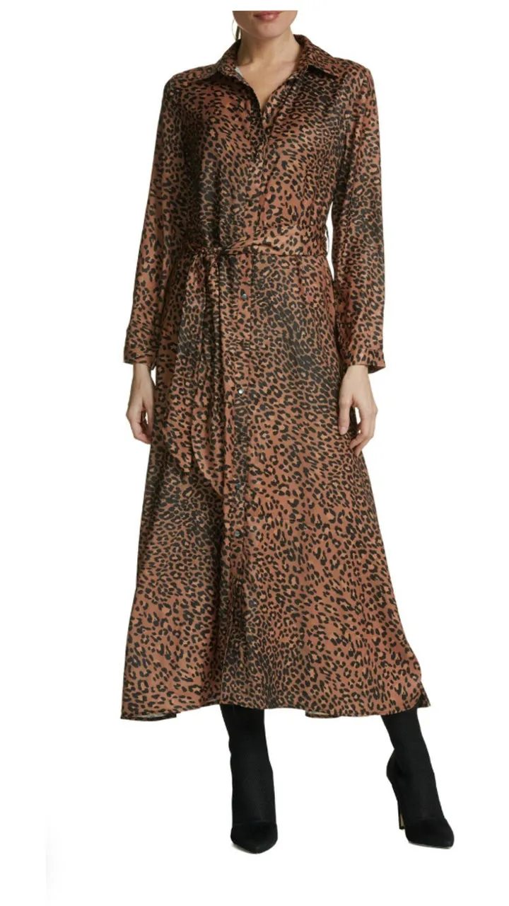 Leopard Button Front Maxi Dress