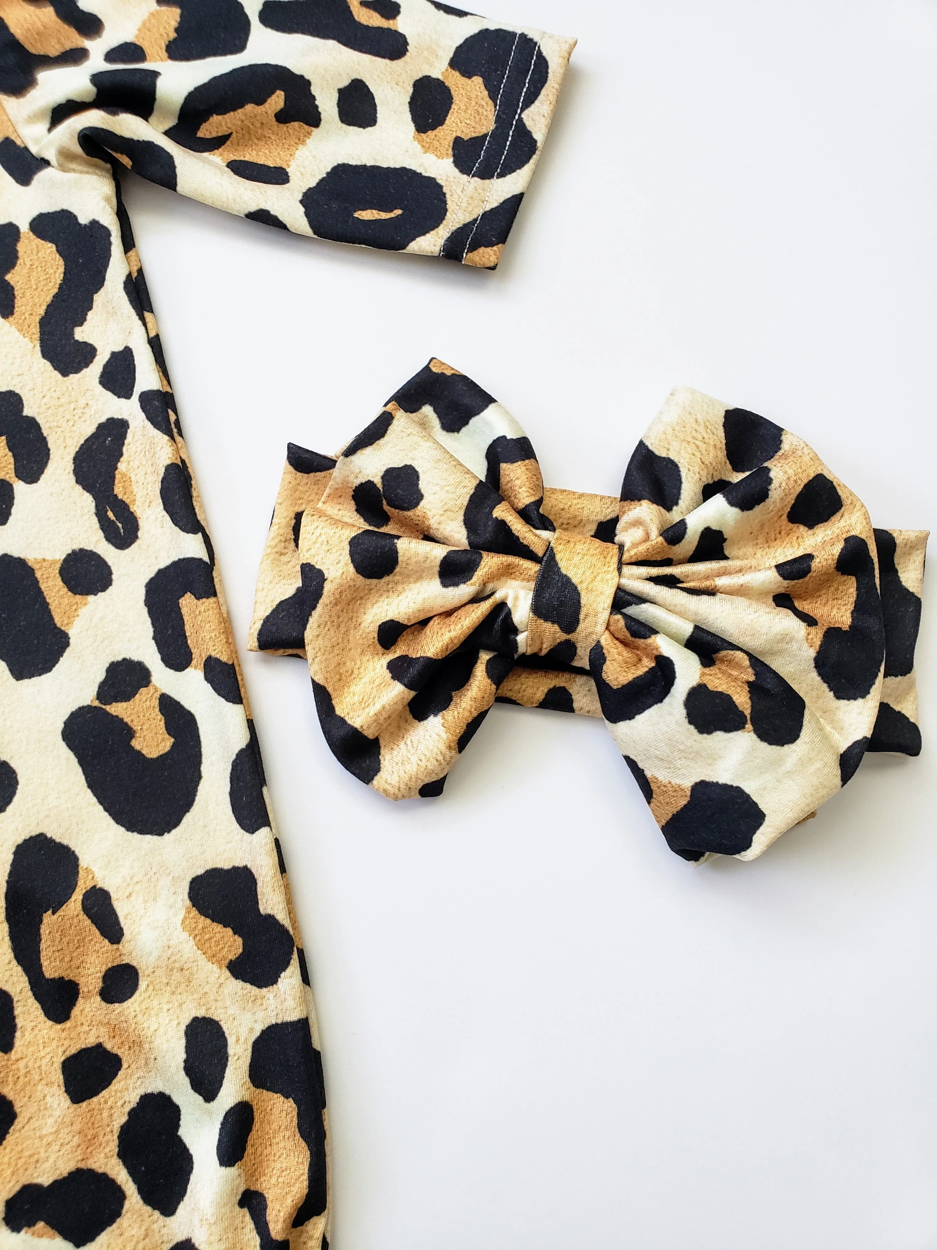 Leopard Newborn Gown Coming Home Outfit Girl