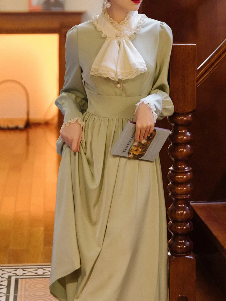 Light Green Ruffles Edwardian Revival Dress