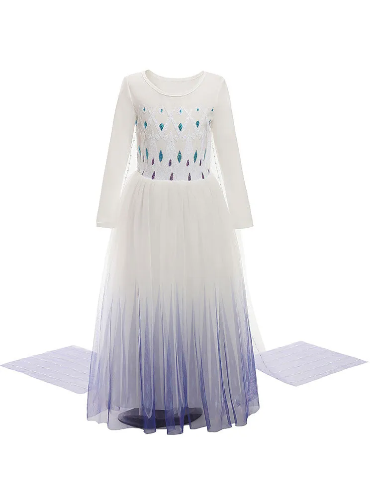 Light Sky Blue Jewel Neck Polyester Long Sleeves Formal Kids Pageant flower girl dresses